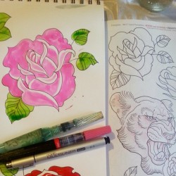 Colored in another flower study. #flowers #tattooflash #rose