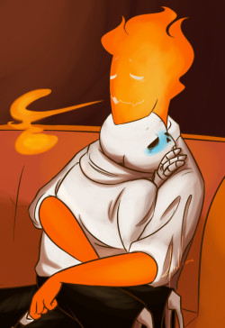 noire73:  Cuddling session at Grillby’s. It took a while for