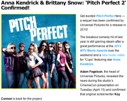 wankyy:  Get excited Pitch Perfect fans — a sequel has been