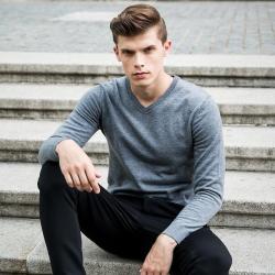 gentclothes:Grey V-Neck Sweater - Use code TUMBLR10 for a 10%