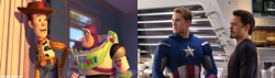 trufflupogus:  ageofscarletvision:  Pixar and Marvel Parallels
