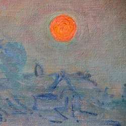 lonequixote:  Claude Monet Sunset on the Seine in Lavacourt (detail) 