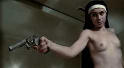 Naked nun with a gun, you’d better run.
