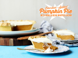 bakeddd:  bourbon-spiked pumpkin pie with vanilla bean whipped