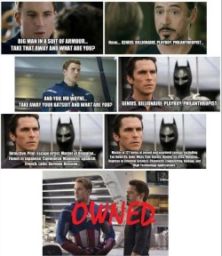 daily-superheroes:  Batman vs Iron man.http://daily-superheroes.tumblr.com/