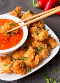 food–archives:  coconut prawns with fiery tomato dip. 