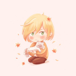 thepaintedshoe:  Softy Yurio enjoying fall  Do not repost/reprint/edit/reuse.