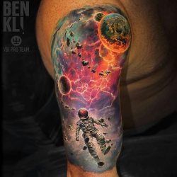 tattoosnob:  Space tattoo by @ben_klishevskiy at Banana Tattoo