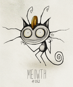 hatboy:  Meowth #052 Part of The Tim Burton x PKMN Project By