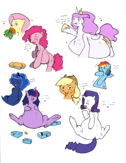 hazama-creates-sfw:  Ponies packing on pounds. Original by Cold