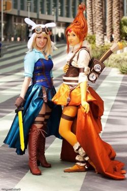 cosplay-and-costumes:  Steampunk’d Fionna and Flame Princess