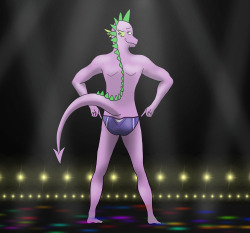 “This is for you, Rarity~!”Spike strutted about the stage,