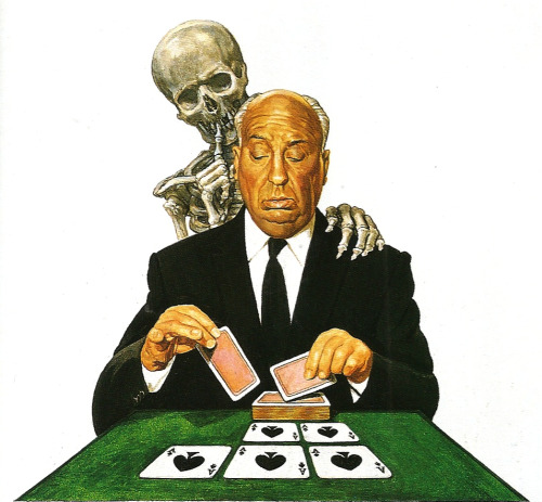 Illustration of Alfred Hitchcock by Josh Kirby for the cover of Games Killers Play. Taken from Josh Kirby: A Cosmic Cornucopia (Collins & Brown, 1999). From a charity shop in Nottingham.