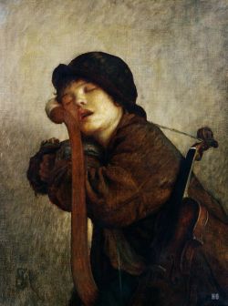 hadrian6:  Little Violinist Sleeping. 1883. Ernest Herbert. French.1817-1908.