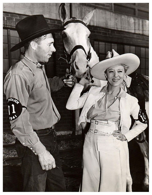 Vintage press photo dated from October of ‘41, features Sally Rand posing with boyfriend: Thurkel “Turk” Greenough.. “Turk” was a 36-year-old professional Bronco Buster, and (in 1942) would become the 2nd of Sally’s