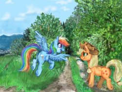 dysfunctionalequestria:Rainbow dash and Apple Jack by GingerAdy