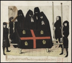 Funeral scene with mourners from Brabantsche Yeesten by Jan Van