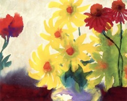 lonequixote:Yellow and Violet Dahlia Blossoms ~ Emil Nolde