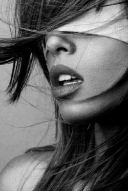 boudoir-and-artistic:  The blindfold, her sensual open lips and