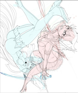 shadbase:  Ryuko vs Satsuki sketch and previously un shown color