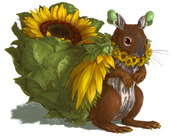 iguanamouth: a sunflower squirrel commission for ashley - THEY