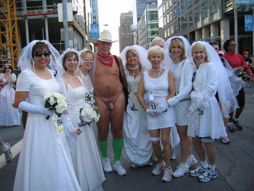 classytheoristthing:  nude parade   Naked exhibitionist in public