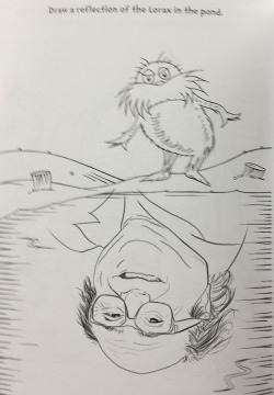 jmick71:  Draw a reflection of the lorax in the pond 
