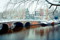 thisisnowandforever:  travelthisworld:  Snowy Amsterdam Amsterdam,