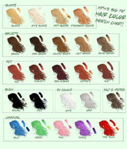 artist-refs:  Myth’s Big Fat Hair Color Swatch Chart by *Mytherea