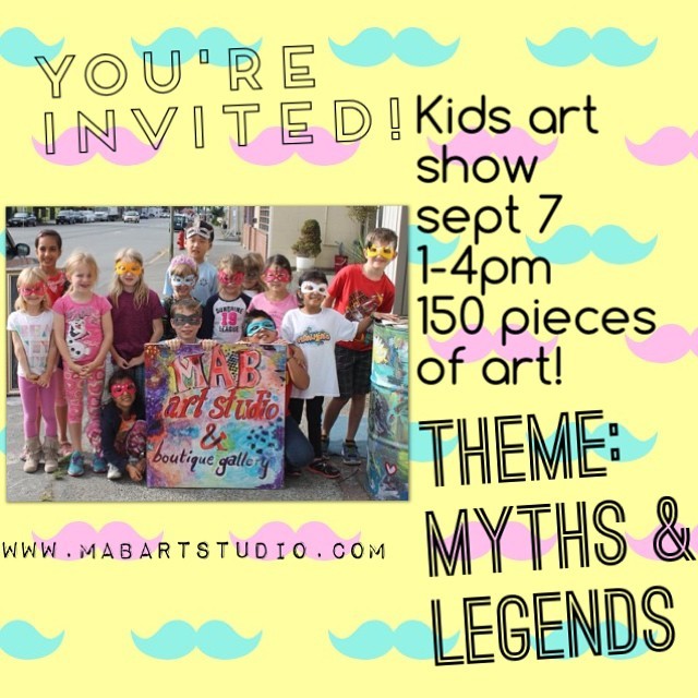 <p>It’s tomorrow! #MythsandLegends Art Show for our kids and youth art camp students from 1-4! We are so pleased to share young artists work with you! Stop in and get a hot dog, popcorn or lemonade too! Great door prizes including #fitnesspass from @teamfitnessvancouver and free water from #ThePowerofWater’s @bermst! Join us-everyone welcome! #bbq #laborday #longweekendbc #artshowbc #vancouverart #artworldexpo</p>