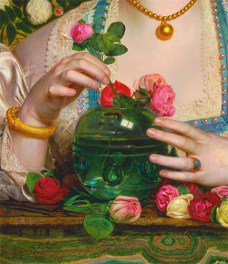 Grace Rose (detail) by Frederick Sandys (1829-1904) oil on panel,