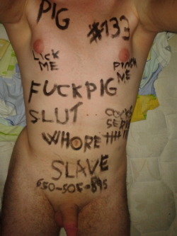 curious-cunt:  sp7234:  Self written  obedient pig-slave :) 