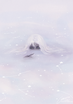 pastellish:  She was sinking in an ocean of clouds. 