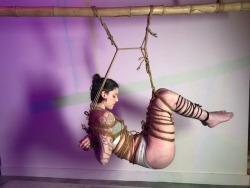 camdamage:Full body coconut rope suspension with @kissmedeadlydoll