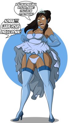 grimphantom2:  Commission: Korra  Celebrating the New Year by grimphantom   Hi Everyone!Happy New Year! Commission done for @javidluffy who asked for Korra in a dress and as we can see she’s not too familiar on dressing something like that =P.  The