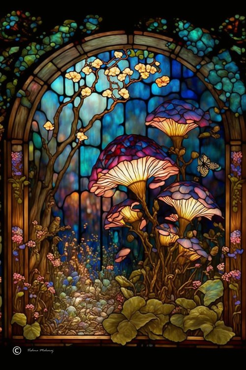 cilantrospirit:brewsternorth:  [ID: a stained glass window with