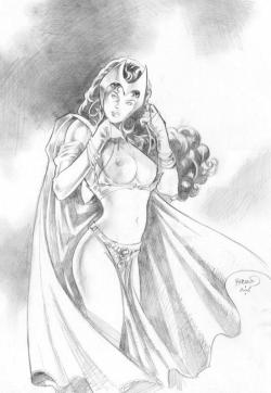 superheropinups:  Not Safe for Work Wednesday Scarlet Witch