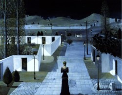 urgetocreate:  Paul Delvaux, Landscape with Lanterns, 1958 