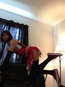 vanessaqc11:  New cheerleader clothes and new wig! One happy