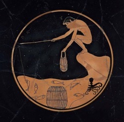 lfratino: Ambrosius Painter, red figure kylix with boy fishing,