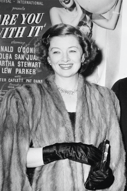 gingerrogerss:  Myrna Loy attends the Hollywood premiere of the