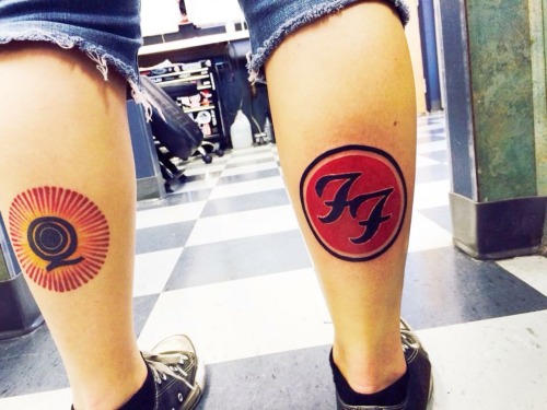 1337tattoos:  I canâ€™t remember whether not I have submitted this before but I hope I havenâ€™t! My two main bands Queens of the Stone Age and Foo Fighterssubmitted byÂ http://hbcloonanlisi.tumblr.com