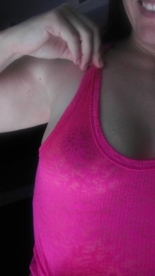 Submitted photo!  Sexy see-thru tank top… always exciting