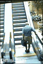 gifini:  Even if you are tired of people can not ride escalators