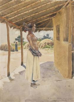 Via Vintage Congo:Bango BangoLa femme de Molemba, Sultan de Musekilo, Dec 1898État indépendant du Congo (Congo Free State)Peintre: Léon Dardenne