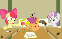 Cutie Mark Crusaders in: Classroom Follies COLORED by Drewdini