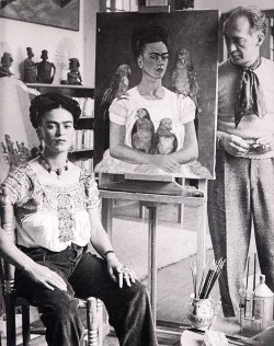 24hoursinthelifeofawoman:  Kahlo in her studio with Me and My