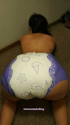 Diaper off center, but at least my butt looks nice 