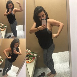 omgwitchypoouniverse:  Workout clothes try on! It gives me more motivation to look pretty and sweat in my new gear!!! Btw, can you see these tiny bits of definition. I think I can.