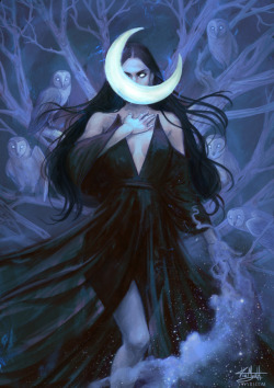 ysvyri:  “Nyx” - My painting of the night goddess Nyx done